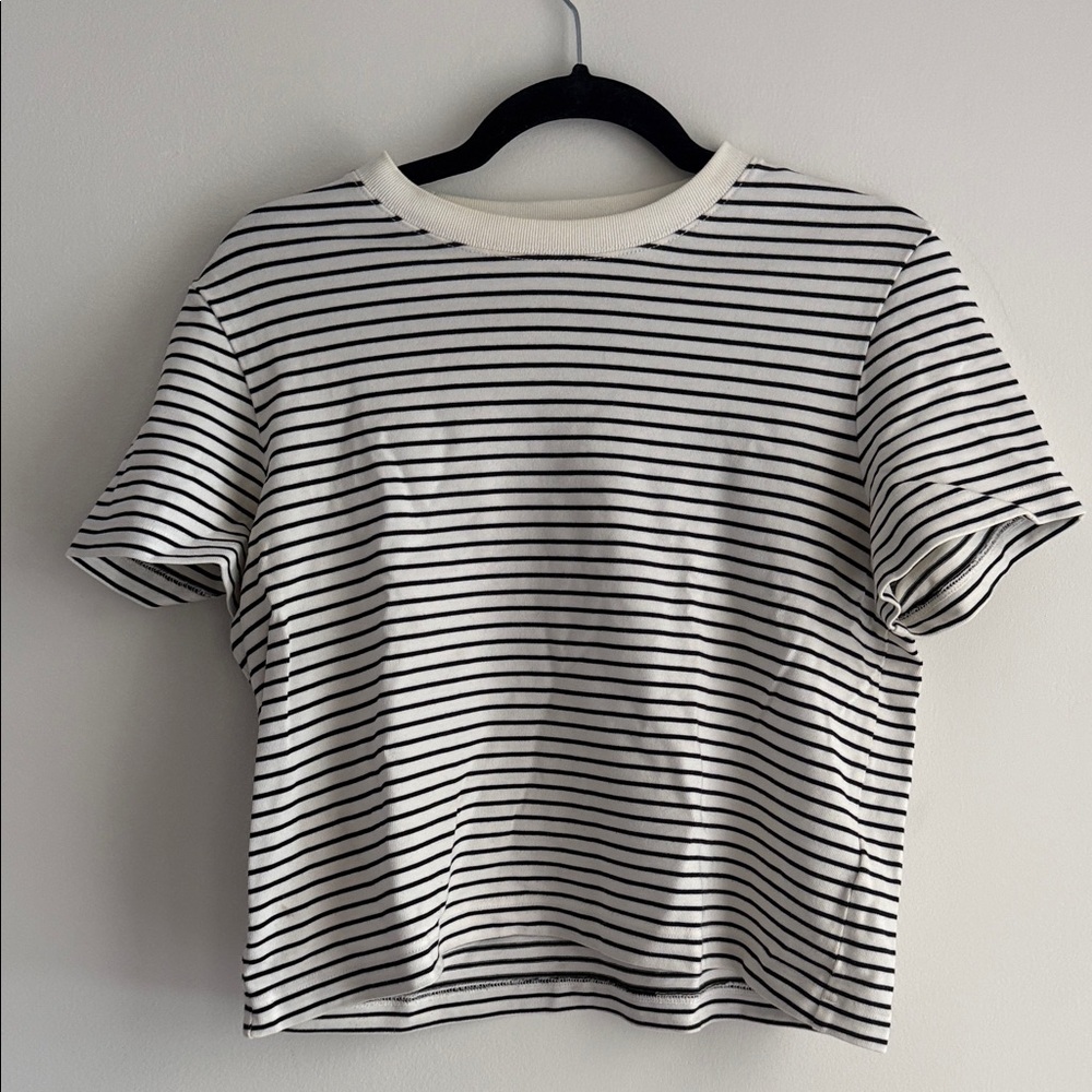 COS Striped Crewneck Tee - White & Black